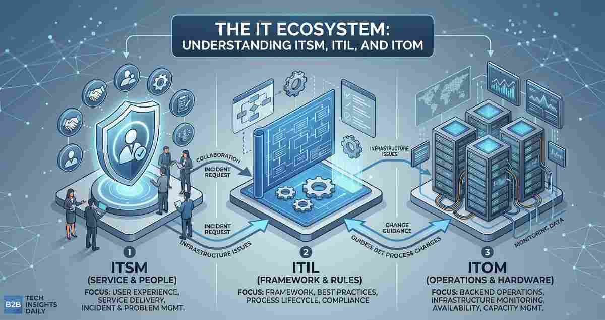 An infographic titled '2026 ITSM PLATFORM REVIEW: THE AGENTIC SERVICE MANAGEMENT ERA'. The central hub features a glowing digital brain and AI figures representing 'Agentic Service Hub'. It is surrounded by 10 numbered panels summarizing key ITSM platforms: ServiceNow, Jira Service Management, ManageEngine ServiceDesk Plus, Freshservice, HaloITSM, InvGate, Ivanti Neurons, BMC Helix ITSM, SolarWinds, and SysAid. A central arrow connects the platforms, pointing towards a 'Business Value & Goals' target on the right, set against a blue corporate tech background.