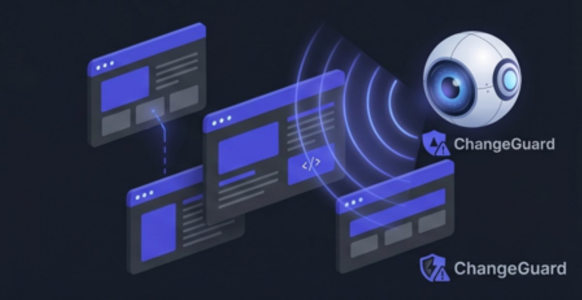 Website change monitoring software interface showing automated tracking, page scanning, and detection alerts in a SaaS dashboard.
