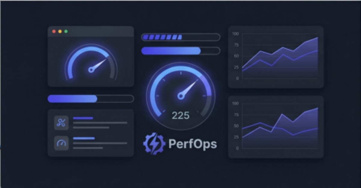 Website speed test tools interface illustrating page load performance metrics, optimization speedometers, and analytics charts.