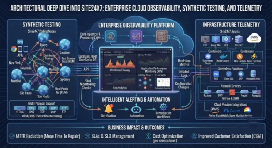 Architectural Deep Dive into Site24x7: Enterprise Cloud Observability, Synthetic Testing, and Infrastructure Telemetry