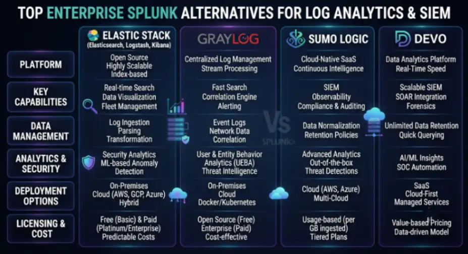 Top Enterprise Splunk Alternatives for Log Analytics & SIEM