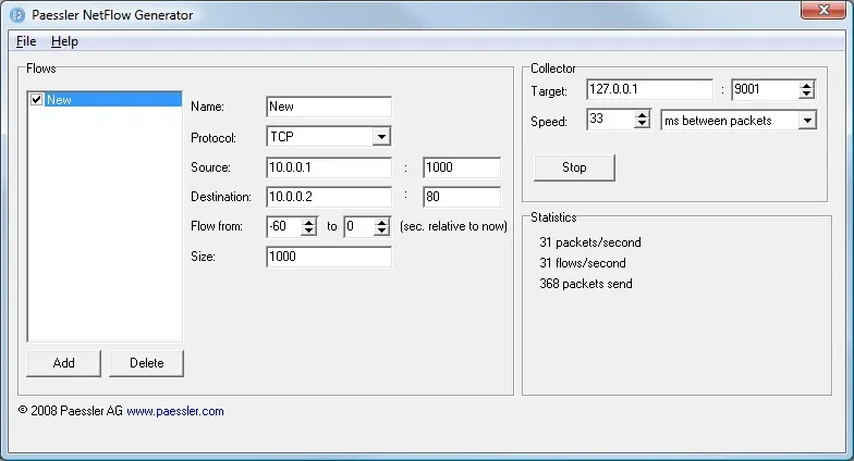 Paessler NetFlow Generator