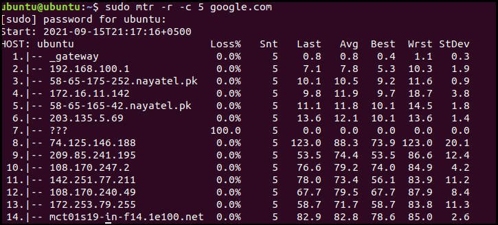 MTR (Matt's Traceroute)